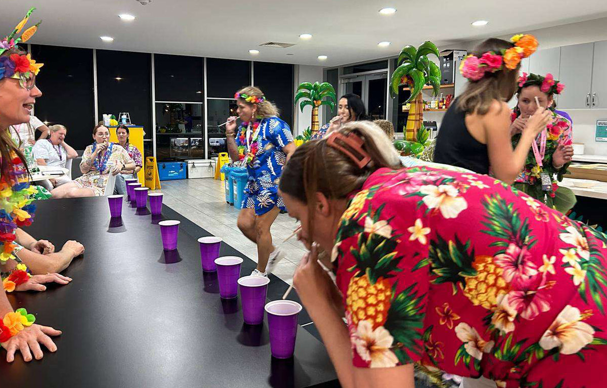 Creative team building session encouraging problem solving and teamwork