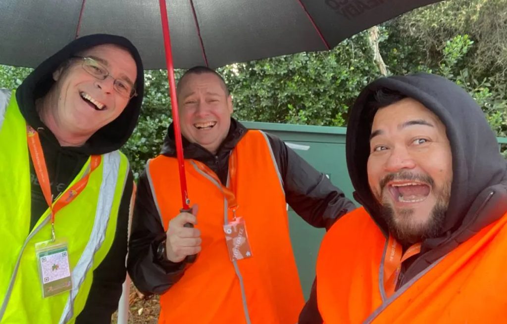 Team building activity near the Brisbane River during Amazing Race challenge