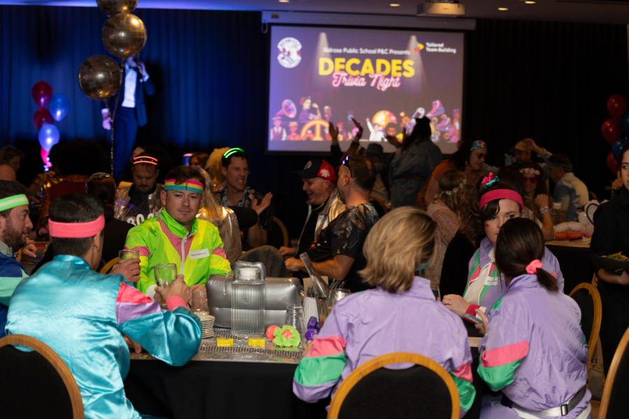 Corporate quiz night team building activity with staff competing in trivia