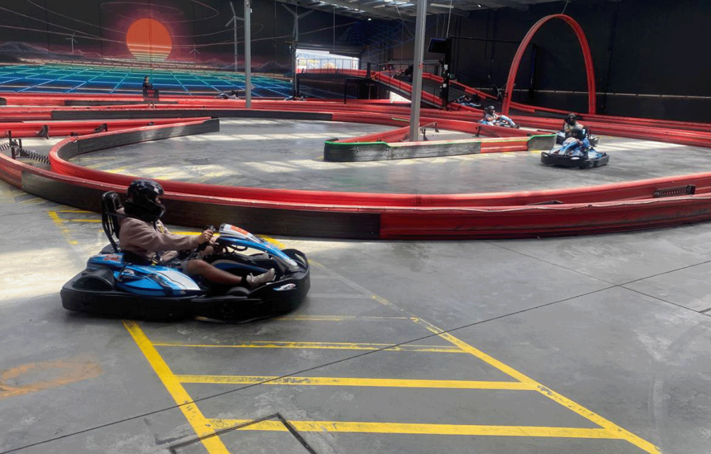 Group of employees participating in a fun team bonding challenge