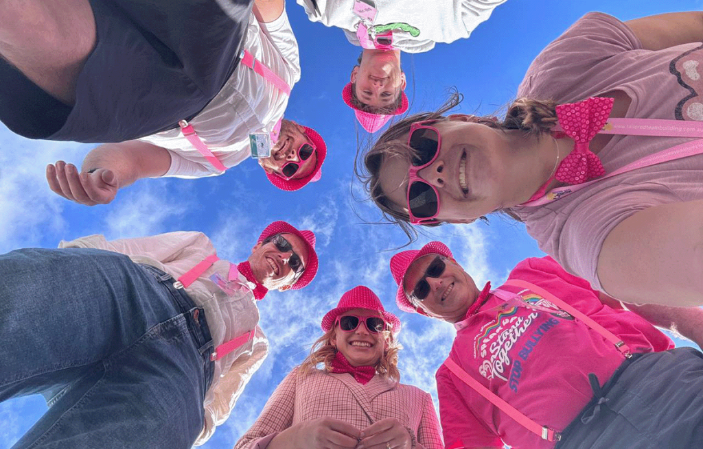 Pink team having fun on a Corporate Amazing Race in Perth