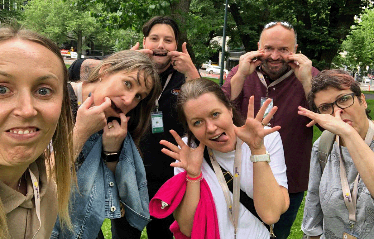 Team having a laugh during a fun team bonding activity