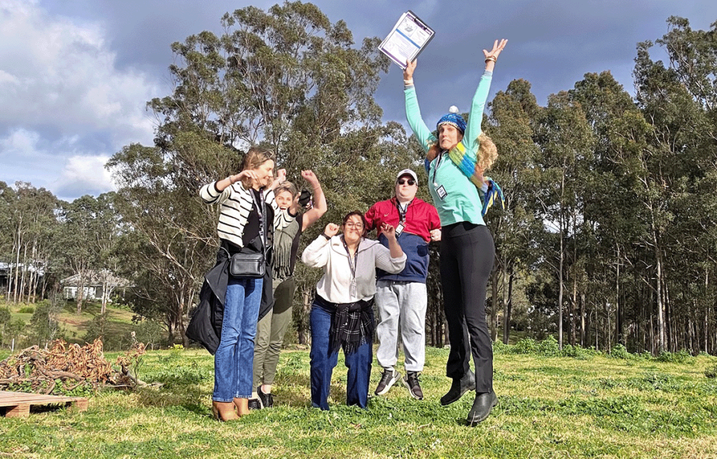 Team jumping during a Corporate Amazing Race