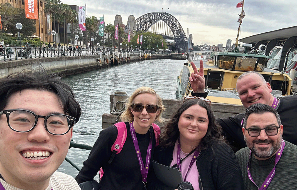 Corporate team building event with Sydney Harbour in the background