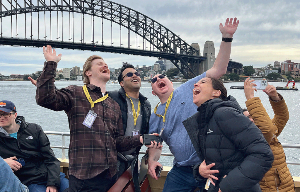 Corporate team building event with Sydney Harbour in the background