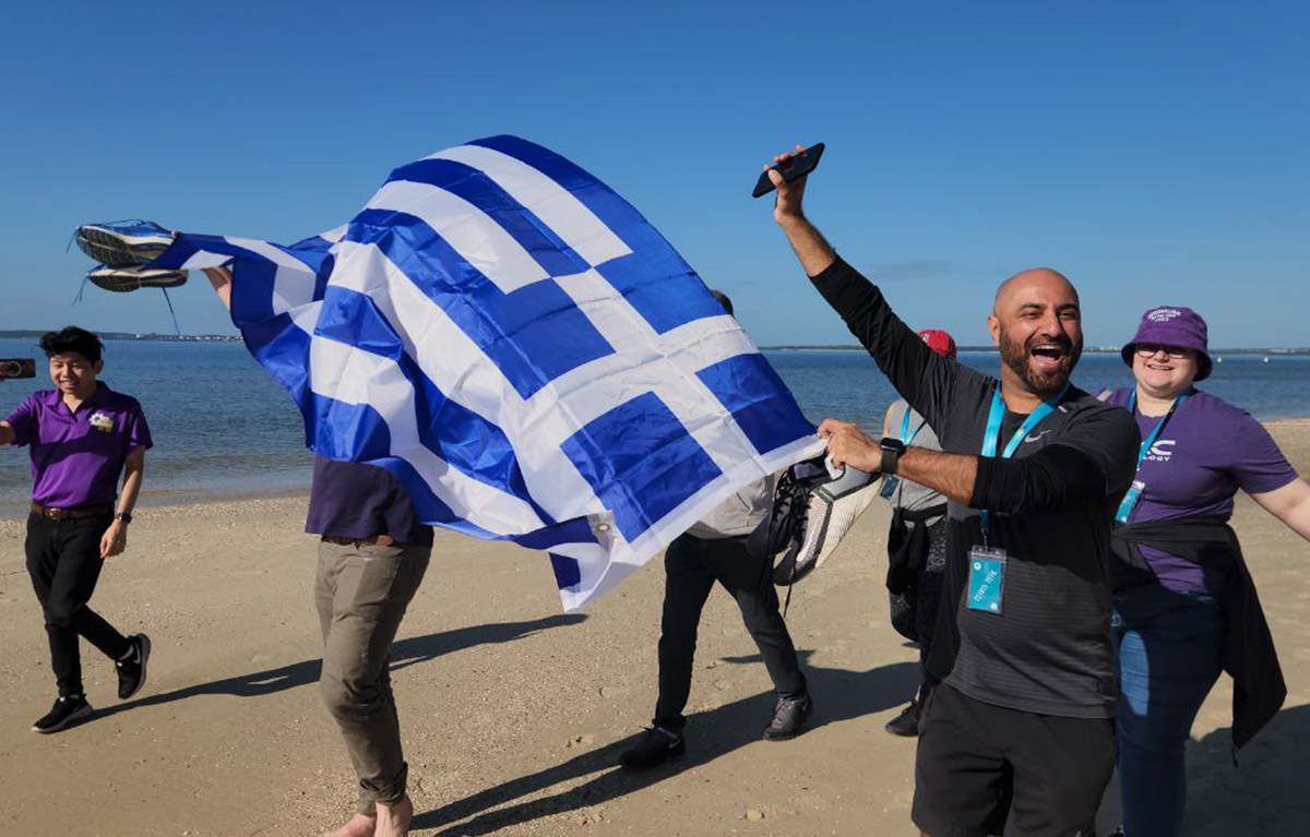 Teams competing in olympic style challenges for a team bonding day