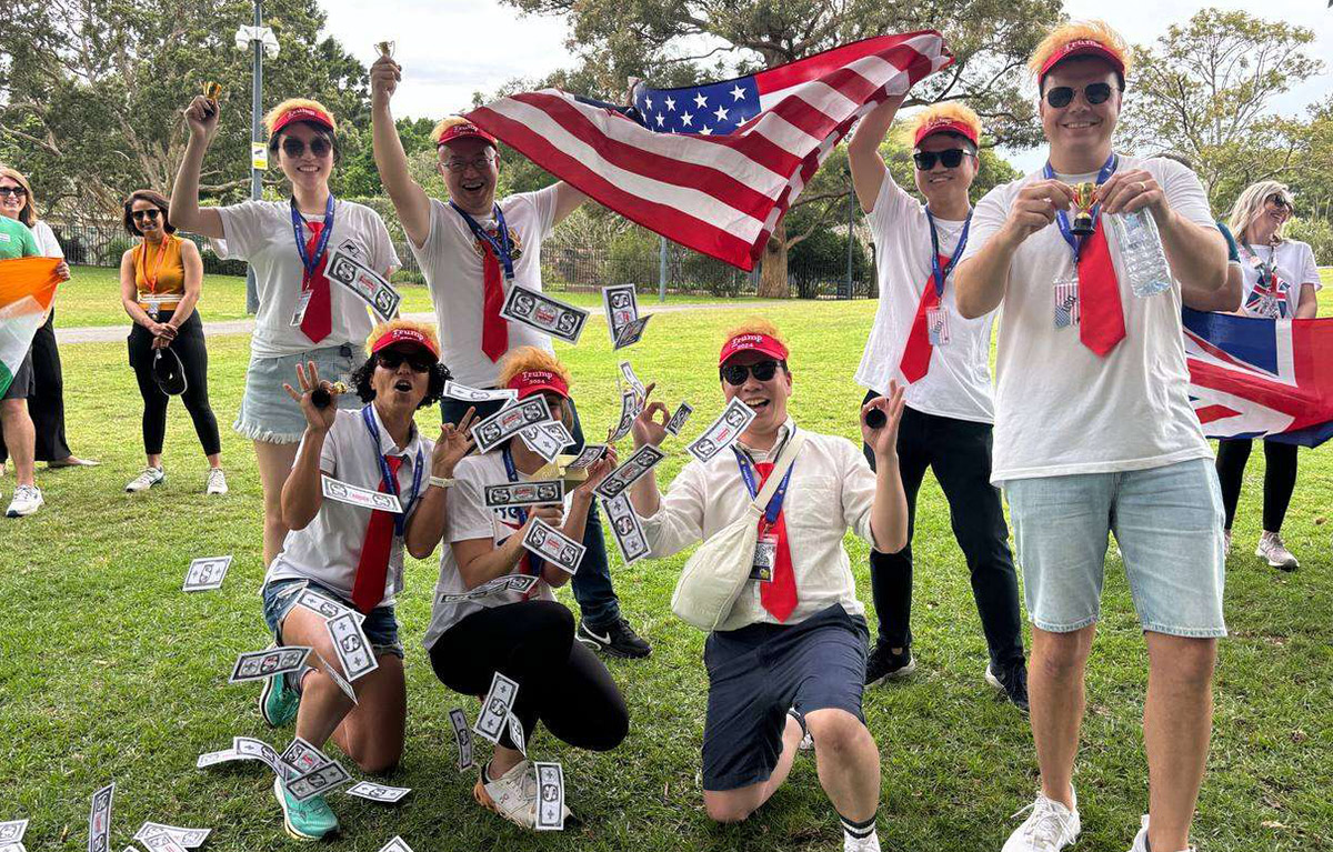 Teams competing in olympic style challenges for a team bonding day