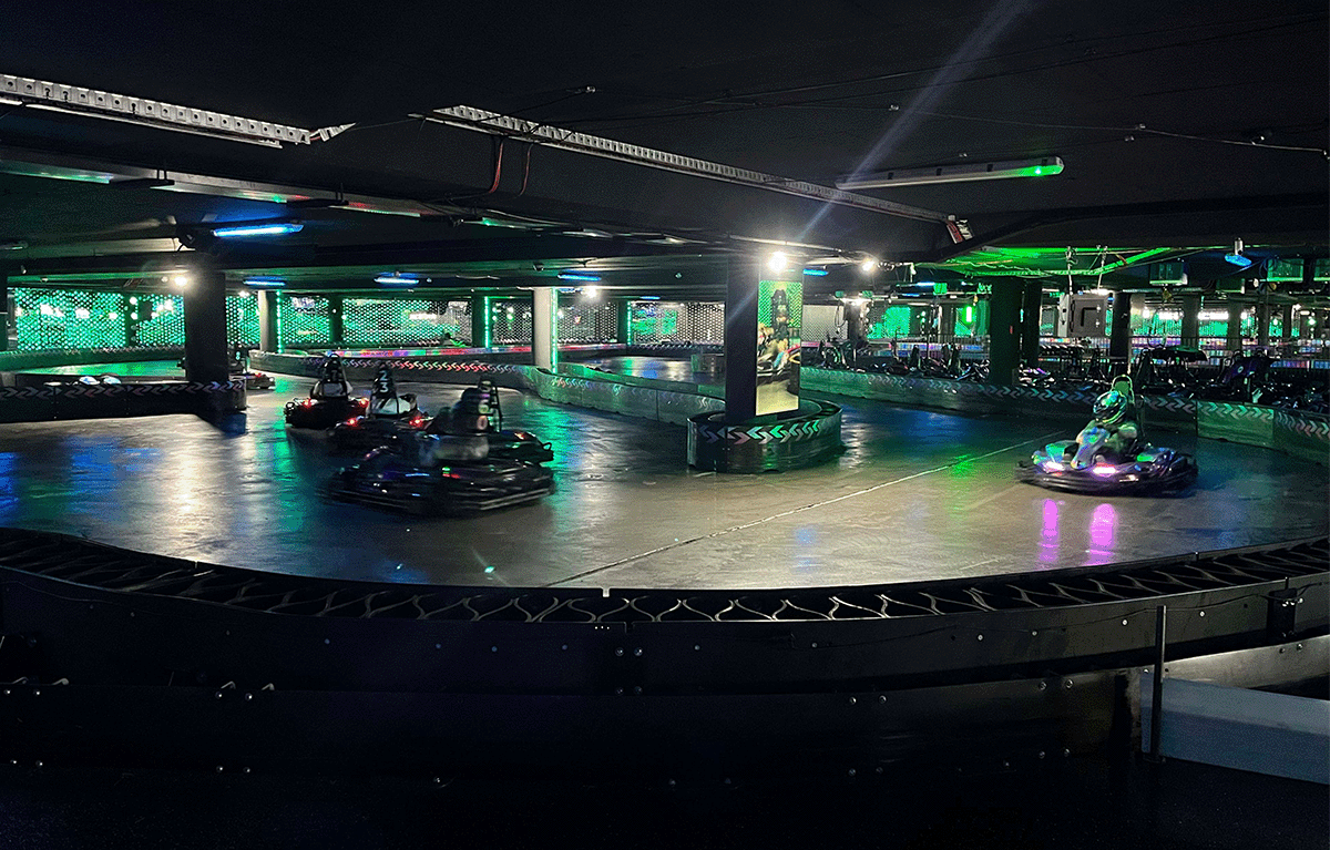 Group of employees participating in a fun team bonding challenge