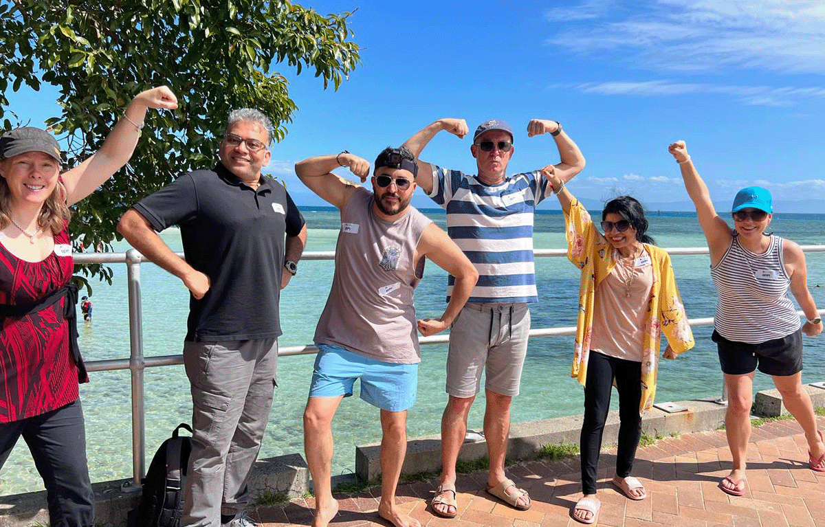 Participants completing puzzle challenge as part of Corporate Amazing Race event