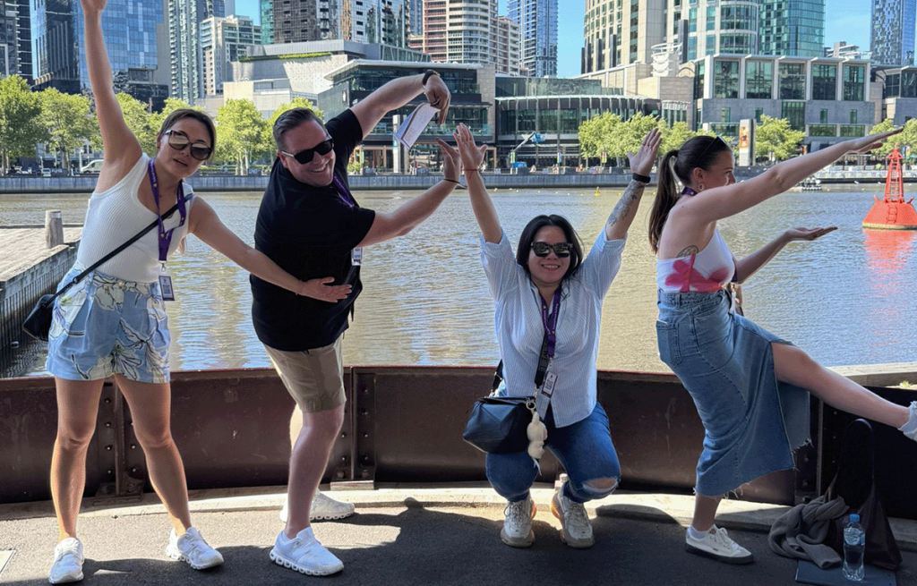 Team bonding activity during a Melbourne office Christmas party with outdoor games