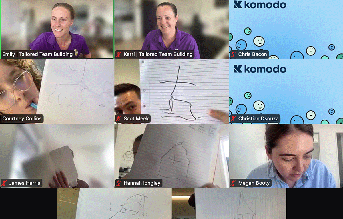 Teams enjoying a fun virtual game show team bonding activity