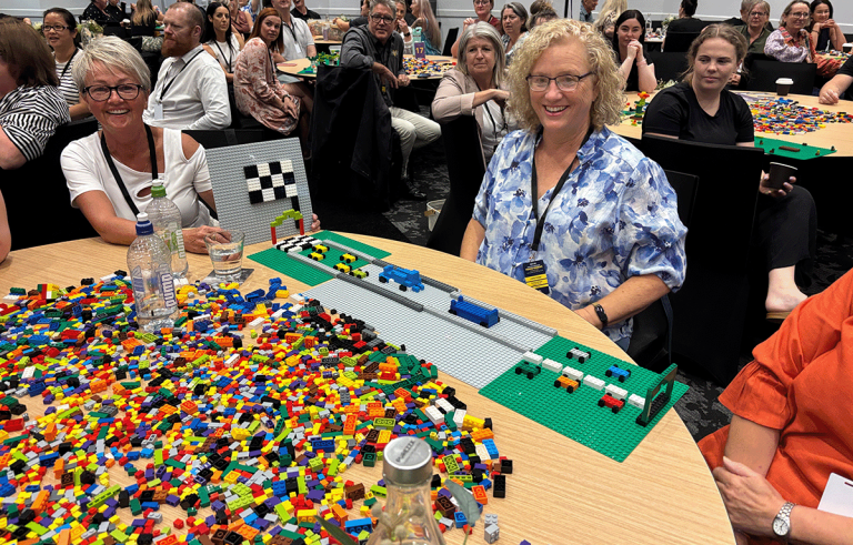 Fun indoor team building activity Sydney with teams creating LEGO masterpieces