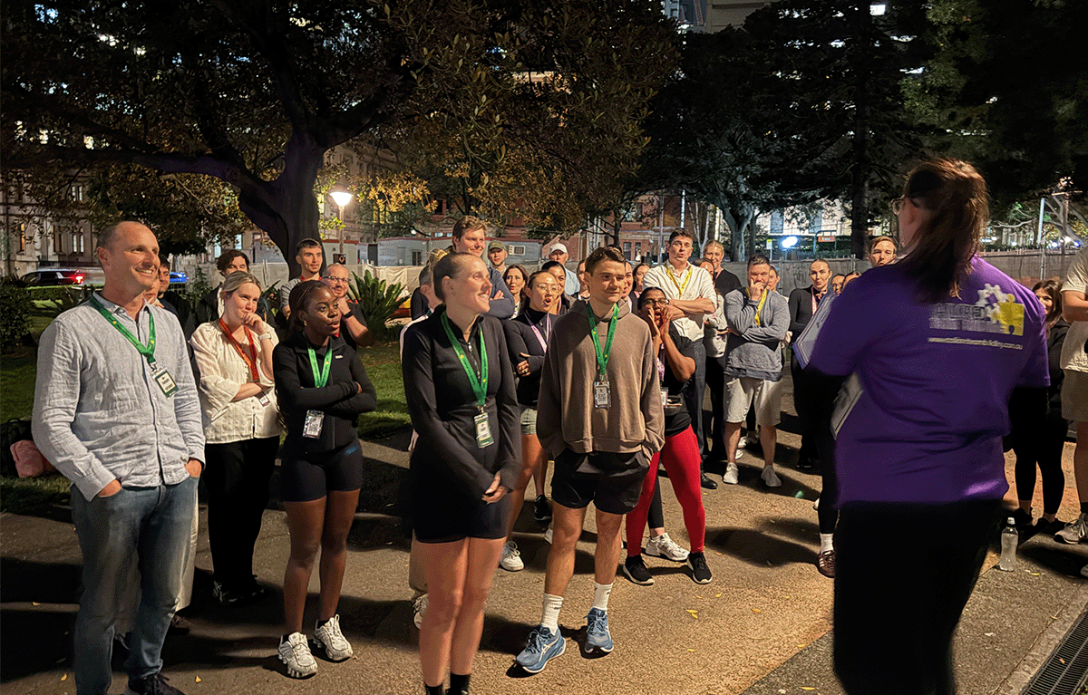 Corporate team bonding Sydney Amazing Race Hyde Park night challenge