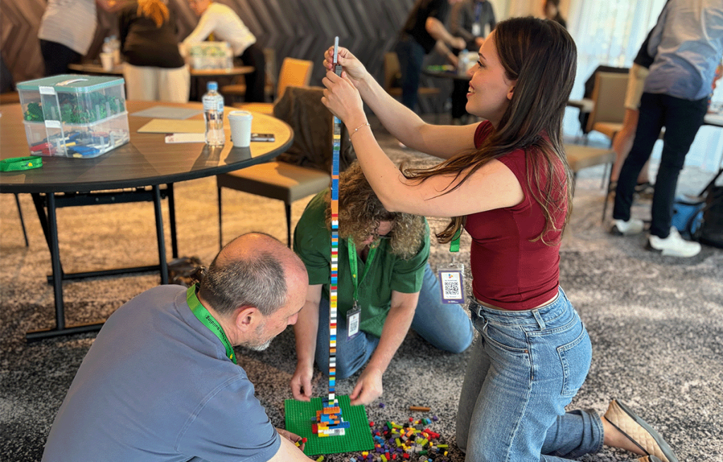 Creative LEGO playground designs during a bespoke team building event for Proludic.