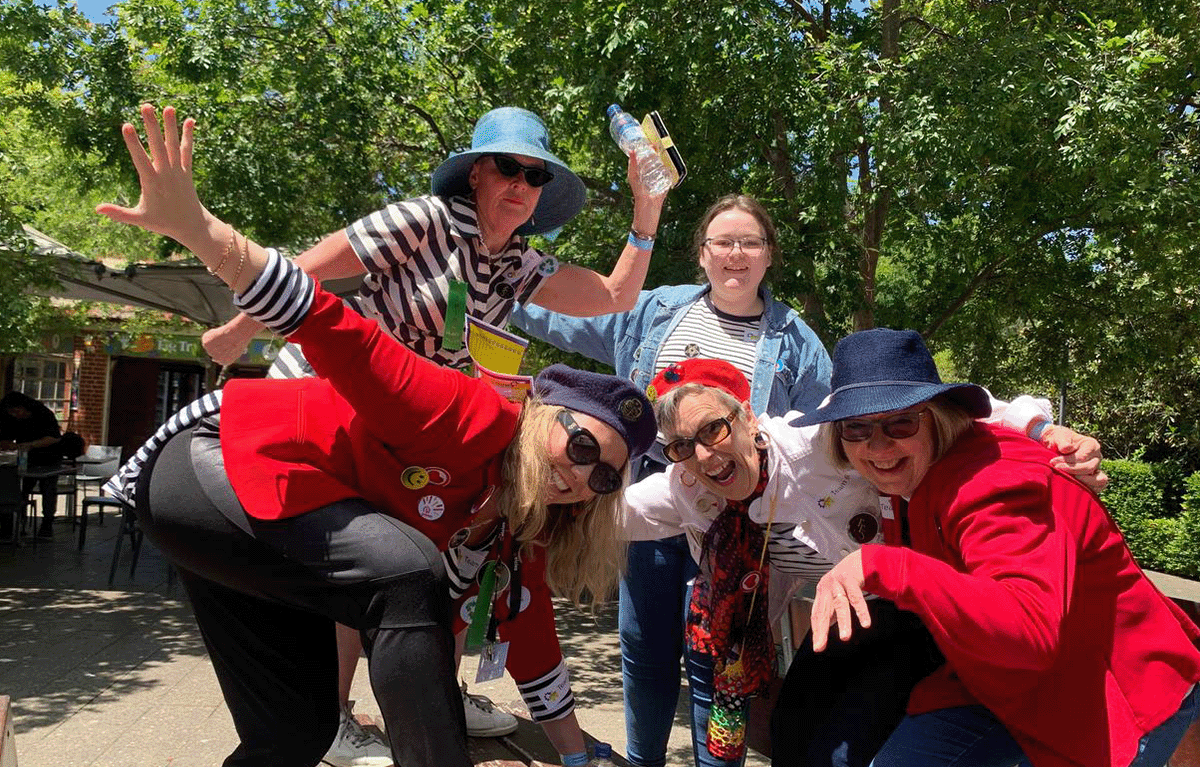 Teams outdoors during a team building activity