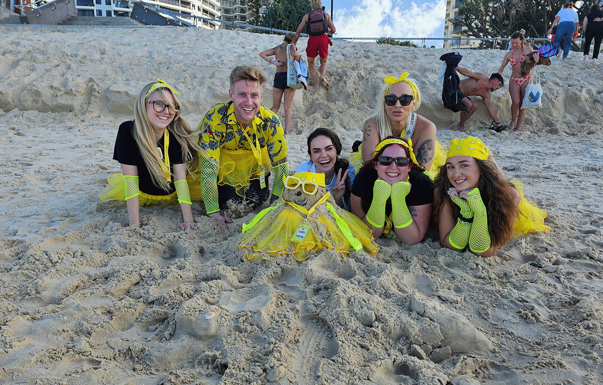 Teams having fun during a popular team building activity with Tailored Team Building