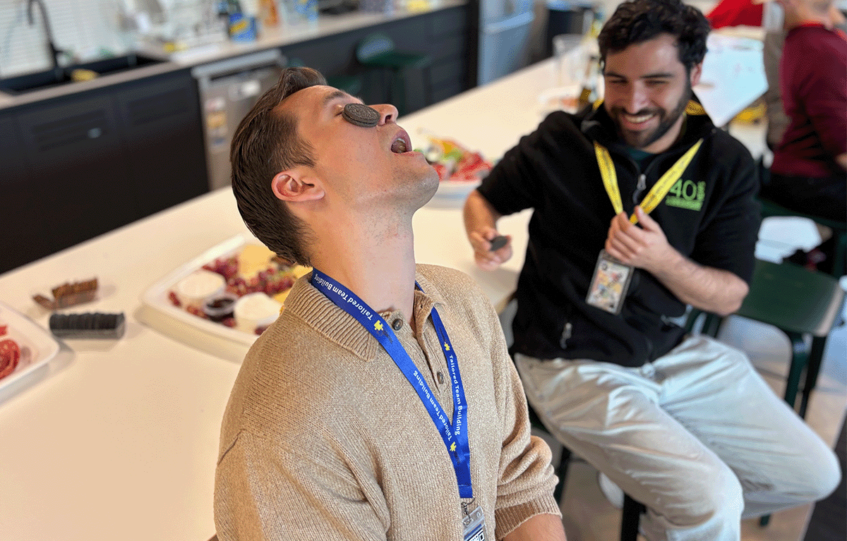 Contestants competing in a fun, high-energy team bonding Game Show activity