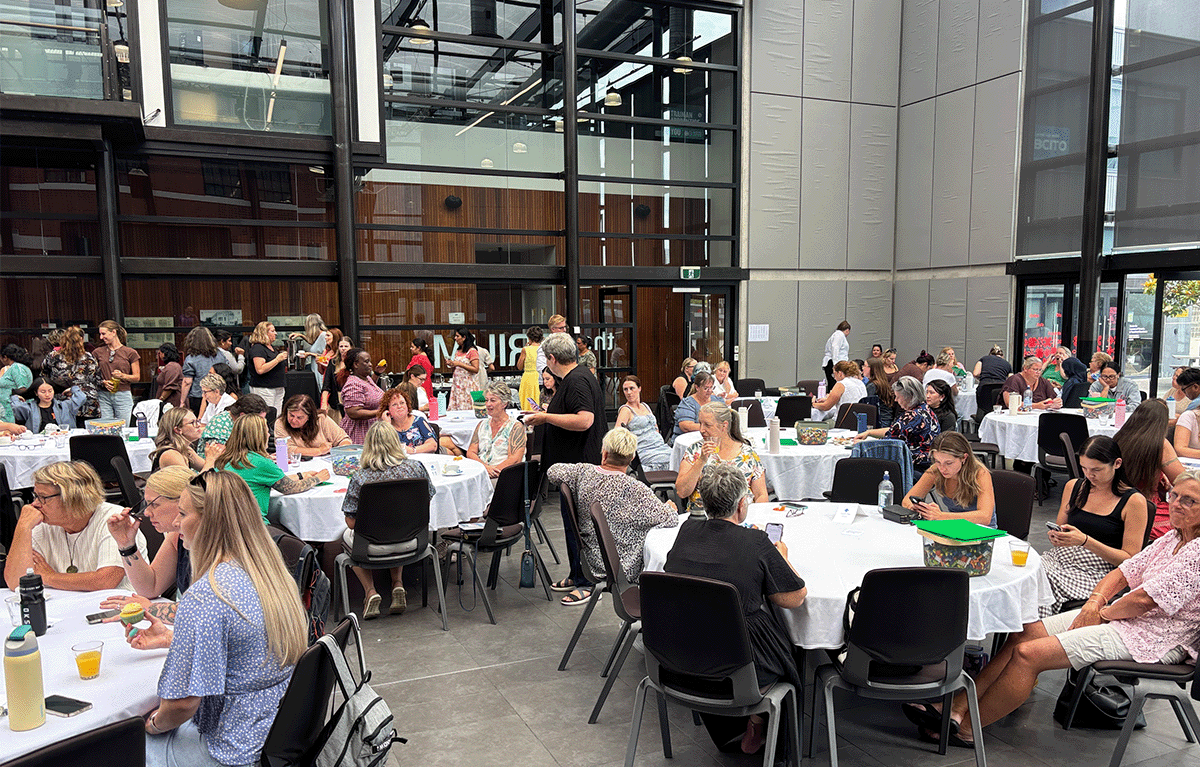 Large group team building New Zealand activity with 170 participants competing in a Brick Masters challenge