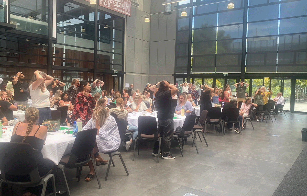 Large group team building New Zealand activity with 170 participants competing in a Brick Masters challenge