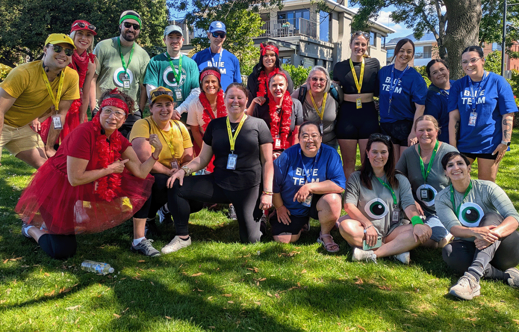 Outdoor team building activities in Hobart with teams solving clues near the harbour