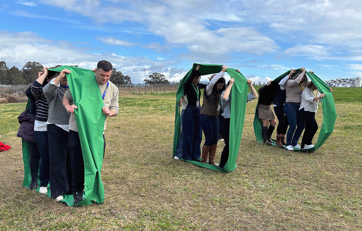 Team participating in Amazing Race style team building challenge