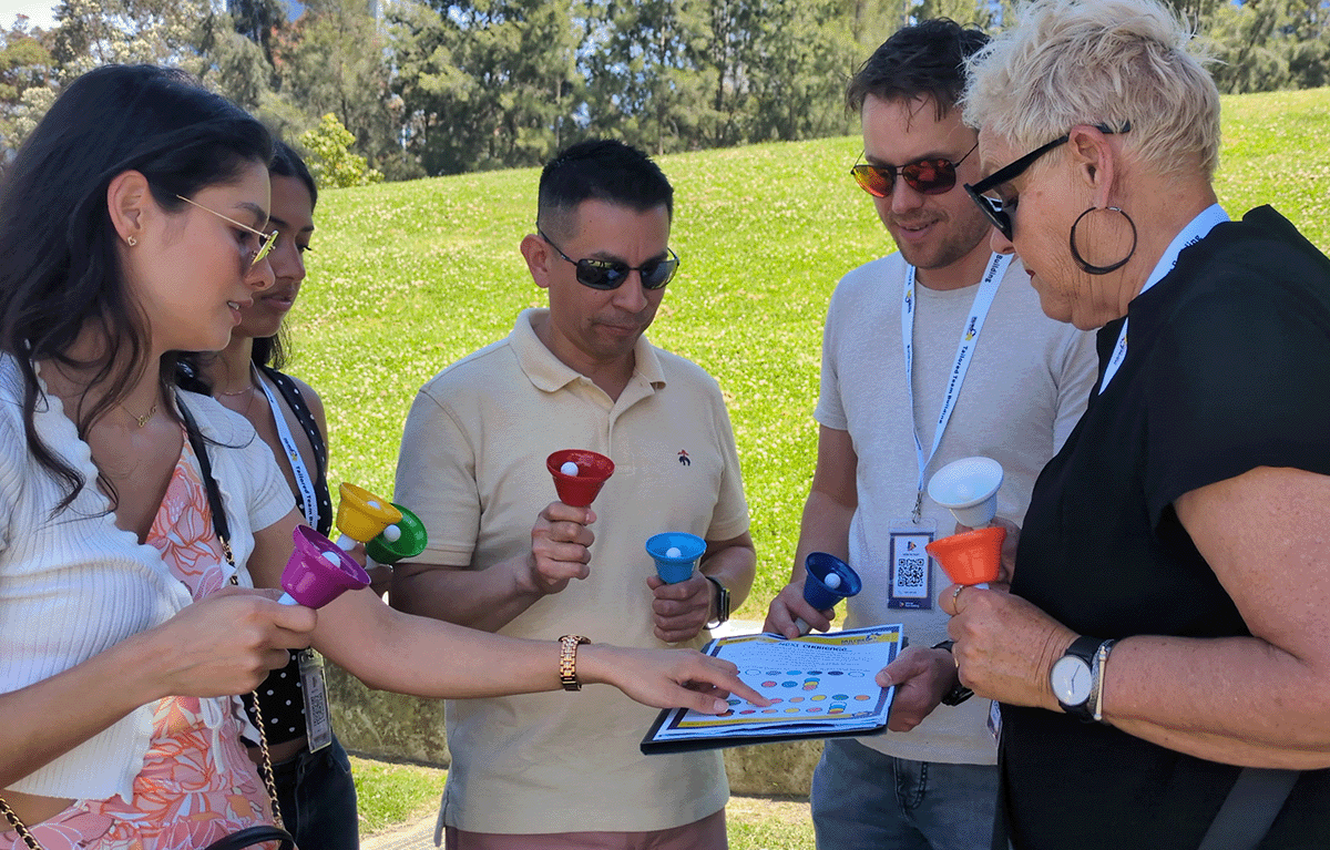 Corporate team solving clues during Sydney Amazing Race event